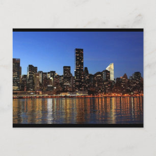 NYC SKYLINE NATT FOTOGRAFERING POSTKORT VYKORT