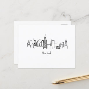 NYC Skyline New York Illustration Vykort
