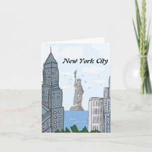 NYC SKYLINE OCH DAM LIBERTY NOTE CARD KORT
