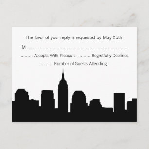 NYC Skyline OSA Postcard - svart Inbjudan Vykort