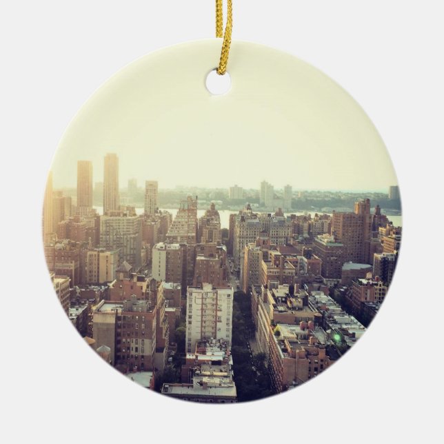 NYC Skyline Photo Julgransprydnad Keramik (Framsidan)