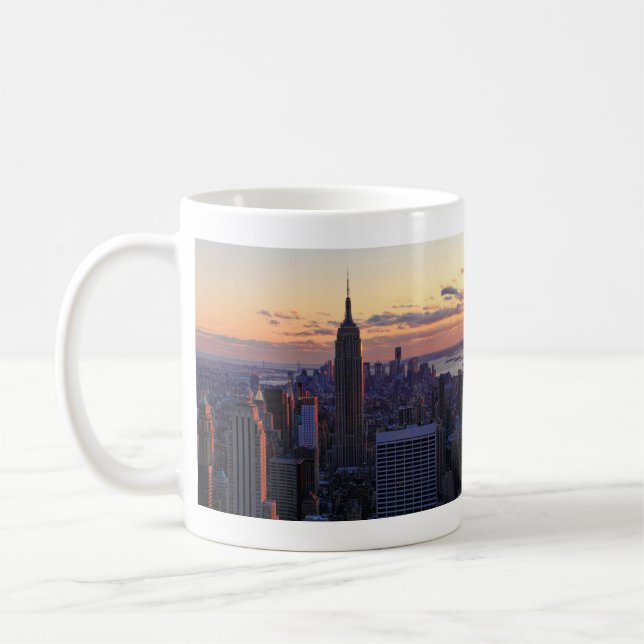 NYC Skyline precis före solnedgång Kaffemugg (Vänster)