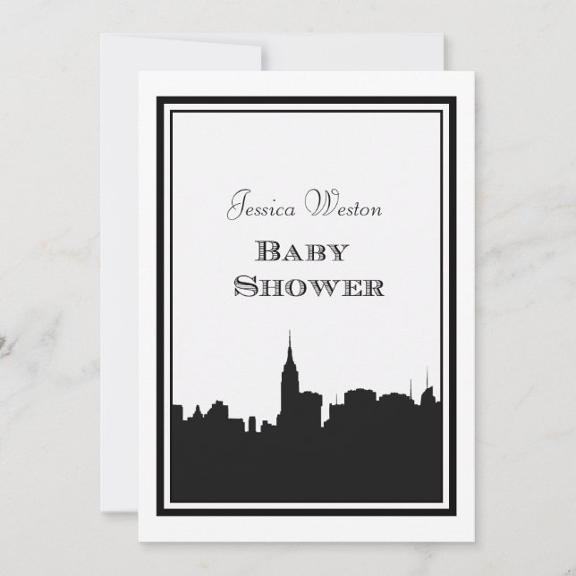 NYC Skyline Silhouette #2 DIY Baby Shower Inbjudningar (Framsida)