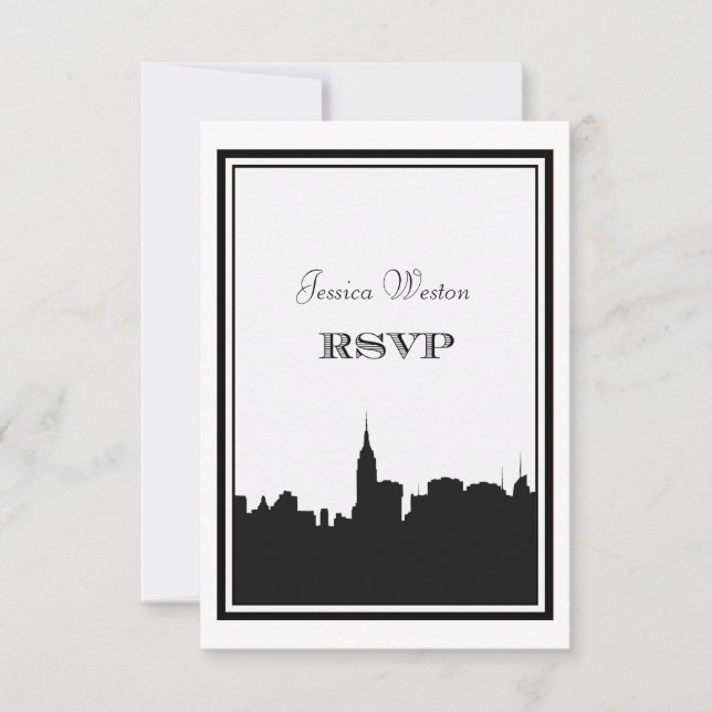 NYC Skyline Silhouette #2 DIY RSVP OSA Kort (Framsida)
