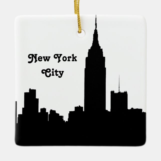 NYC Skyline Silhouette, Emp State Bldg #1 T Julgransprydnad Keramik (Framsida)