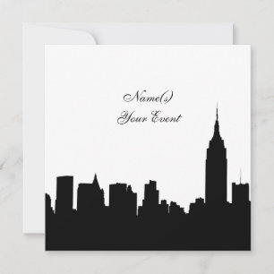 NYC Skyline Silhouette, ESB #1 BW SQ2 Festinladnin Inbjudningar