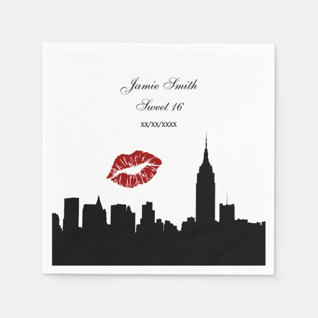 NYC Skyline Silhouette, Kiss ESB #1 BW Pappersservett (Framsidan)