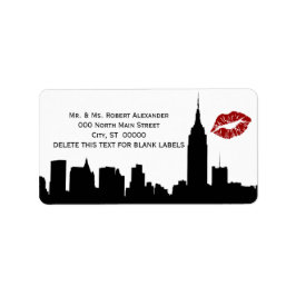 NYC Skyline Silhouette, Kiss ESB #1H BW Addr-etike Adressetikett