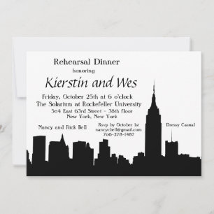 NYC Skyline Silhouette Rehearsal Dinner - NB Inbjudningar