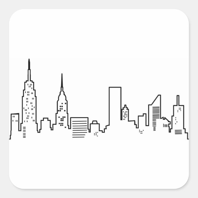 NYC Skyline Stickers Fyrkantigt Klistermärke (Framsida)