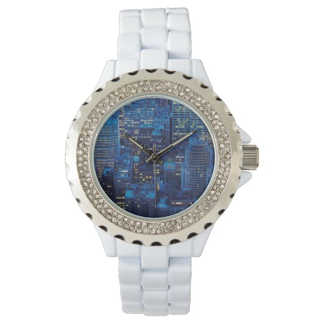 NYC Skyline, vinkel visning i skymningen Armbandsur (Framsida)