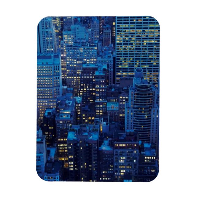 NYC Skyline, vinkel visning i skymningen Magnet (Vertikal)