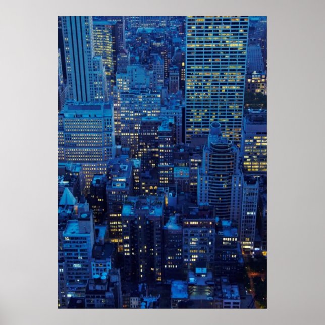 NYC Skyline, vinkel visning i skymningen Poster (Framsidan)