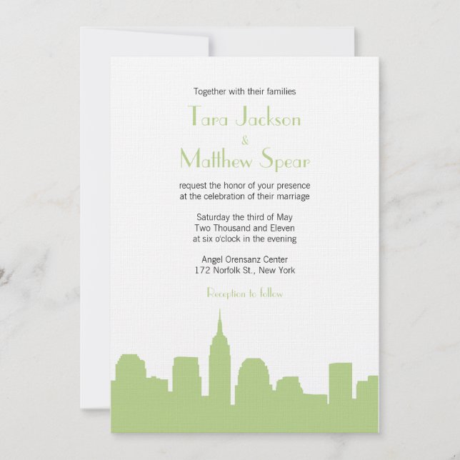 NYC Skyline Wedding bjudande Inbjudningar (Framsida)