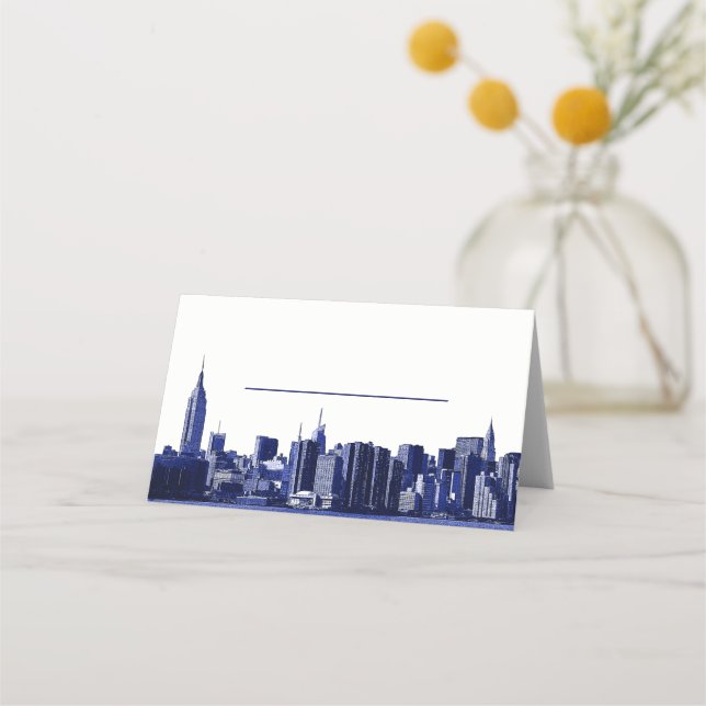 NYC Skyline Wide Vinkel Etched Search 01 Escort-ko Placeringskort (Framsida)