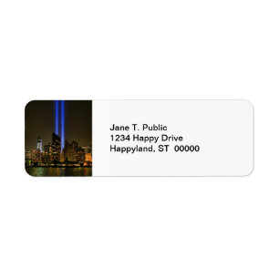 NYC Skyline: WTC 9/11 Tribute in Light 2013 #1 Returadress Etikett
