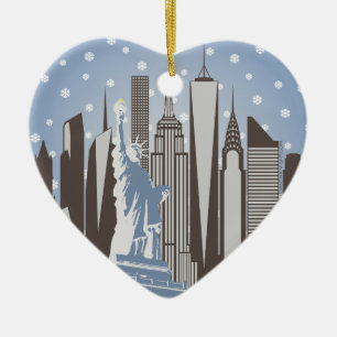 NYC-snöflingor Julgransprydnad Keramik