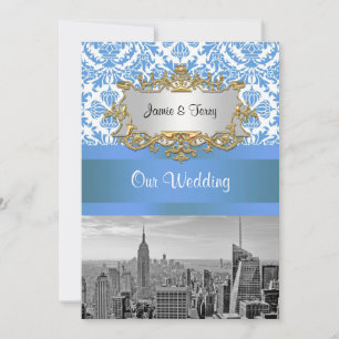 NYC SNYC Siluett BW D4 Damask Bröllopsinbjudan V Inbjudningar