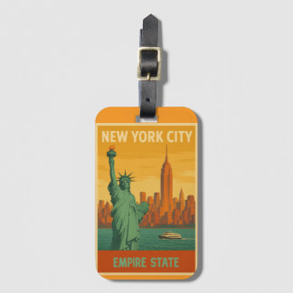 NYC Statue of Liberty & Empire State Retro Bagagebricka