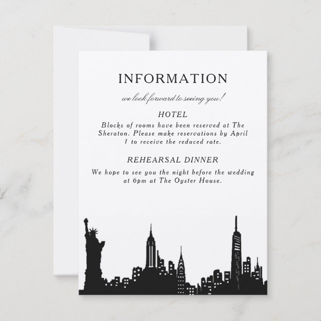 NYC svartvitt informationskort OSA Kort (Framsida)