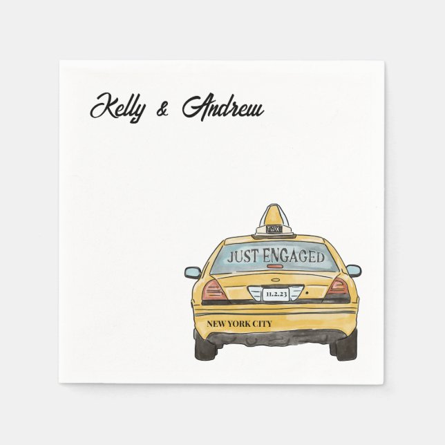 NYC Taxi förlovning Cocktail Napkins Pappersservett (Framsidan)