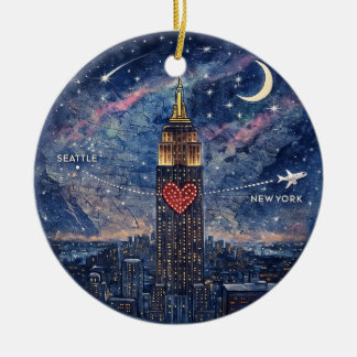 NYC to Seattle Christmas Ornament