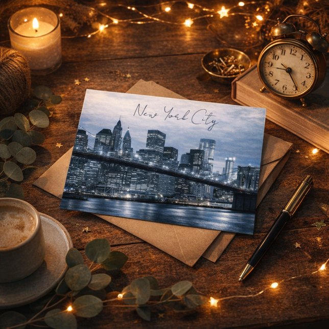 NYC Unforgettable Night Skyline  Vykort (Skapare uppladdad)