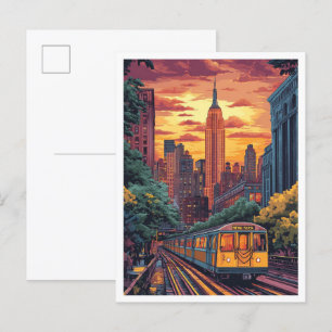 NYC USA Vintage Illustration Travel Vykort