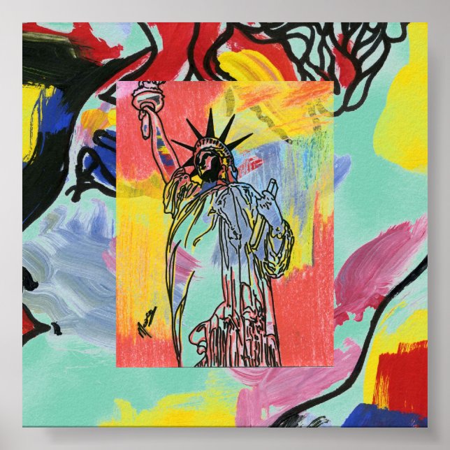 NYC-utskrift för Frihetsgudinnan poster i Vintage  (Framsidan)