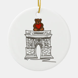 NYC Valentindagen Washington Square Arch Julgransprydnad Keramik