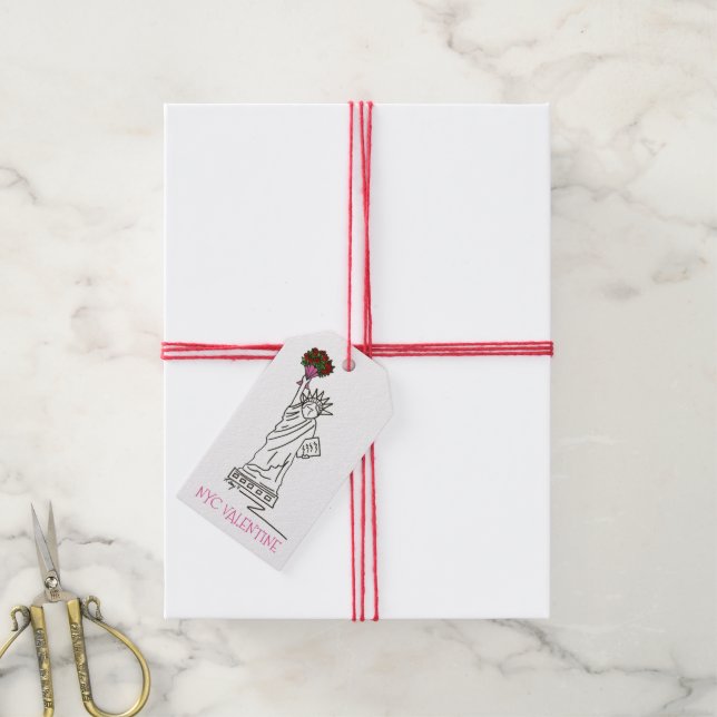 NYC Valentine Frihetsgudinnan Ro Gift Märkre Presentetikett (Med Snöre)