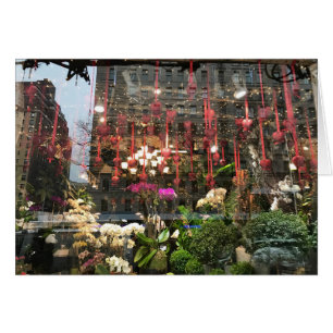 NYC Valentines Day Heart Flower Shop Window Photo Hälsningskort