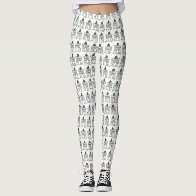 Nyc Washington Square Arch Julgran Leggings (Framsida)