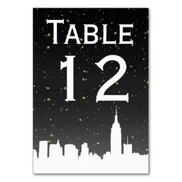 NYC White Skyline Silhouette Starry Black Himlar Bordsnummer