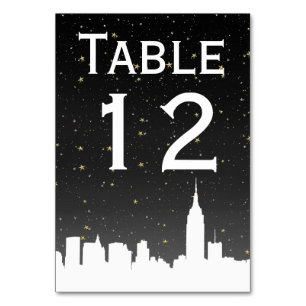 NYC White Skyline Silhouette Starry Black Himlar Bordsnummer