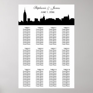 NYC Wide Silhouette DIY BG Färg Sittdiagram Poster