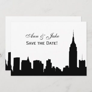 NYC Wide Silhouette DIY BG Färg Spara Date WhR Inbjudningar