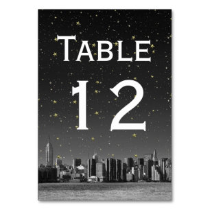 NYC Wide Skyline Black Gradient Starry DIY BG Bordsnummer