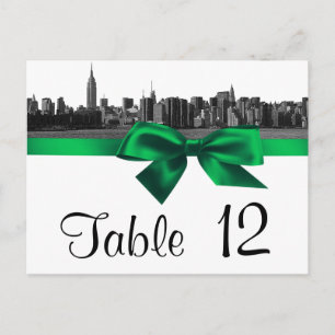 NYC Wide Skyline Etched BW Grönt Bordsnummer