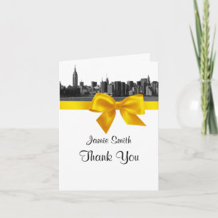 NYC Wide Skyline Etched BW Gult Tack #2 Kort