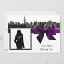 NYC Wide Skyline Etched BW Lila Photo Studenten