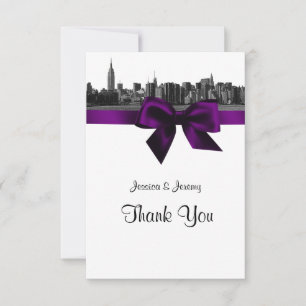 NYC Wide Skyline Etched BW Lila Tack Kort