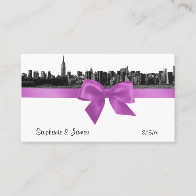 NYC Wide Skyline Etched BW Lilac Place kort nummer (Framsida)