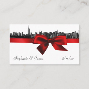 NYC Wide Skyline Etched BW Mörk Red Escort-kort Placeringskort