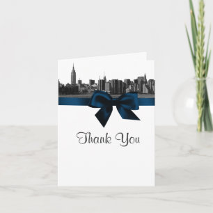 NYC Wide Skyline Etched BW Navy Blue Tack Kort