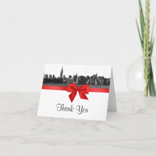NYC Wide Skyline Etched BW Red H Tack Kort