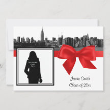 NYC Wide Skyline Etched BW Red Photo Studenten