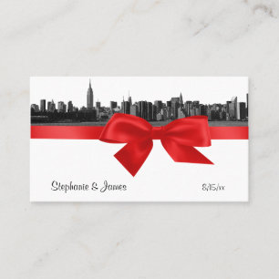 NYC Wide Skyline Etched BW Red Place Placeringskort