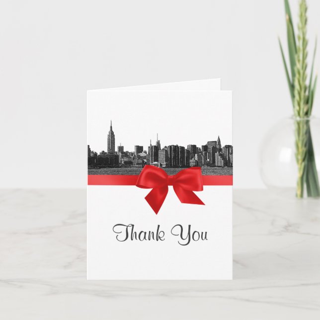 NYC Wide Skyline Etched BW Red Tack (Framsida)