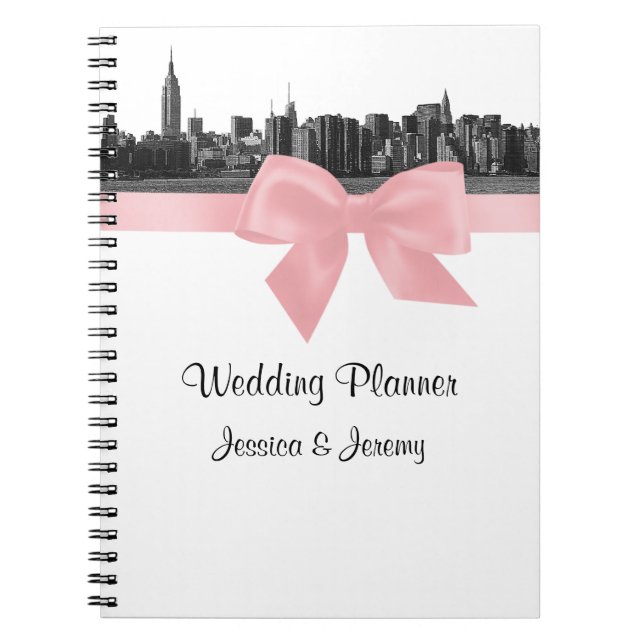 NYC Wide Skyline Etched BW Rosa Planner Notebook Anteckningsbok (Framsidan)